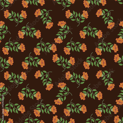 Seamless floral pattern, liberty ditsy print of mini pretty bouquets. Cute botanical design: small hand drawn flowers, tiny leaves in an abstract composition on a light background