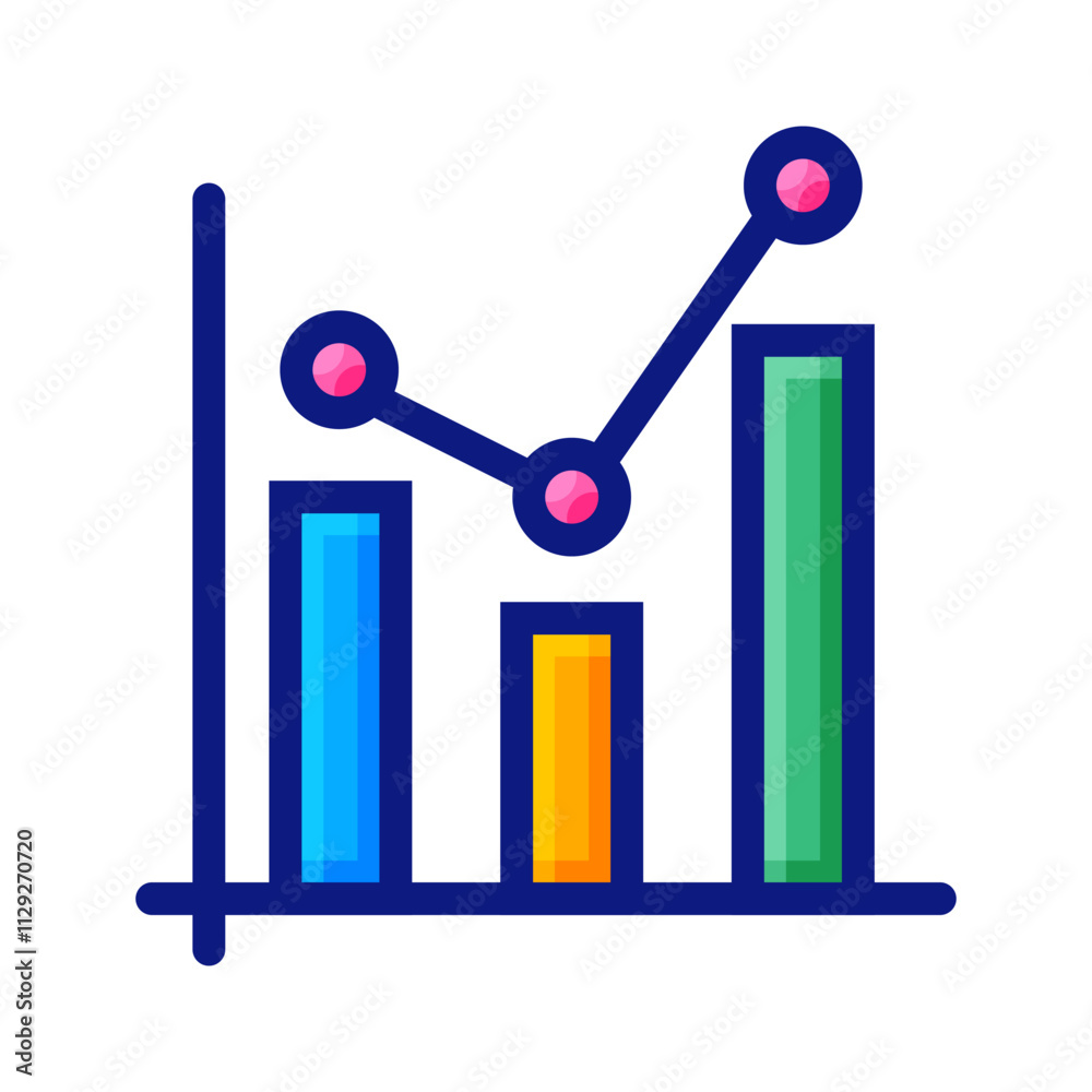 Business graph symbol, color and outline icon Business graph symbol, color and outline icon