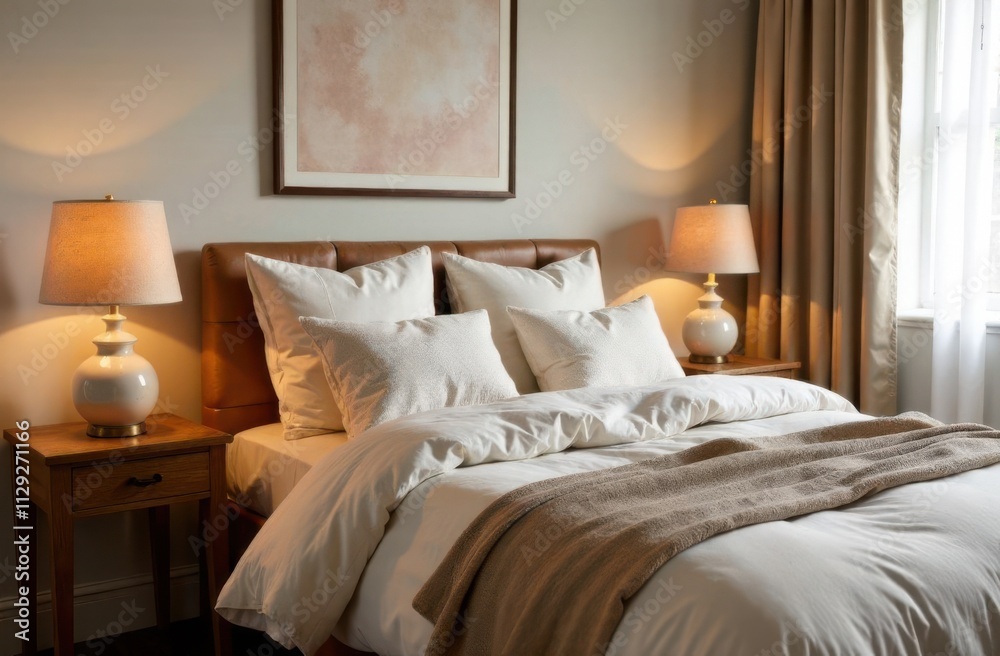 Neutral chenille bedding creates a cozy and elegant bedroom look.
Neutral chenille bedding creates a cozy and elegant bedroom look.