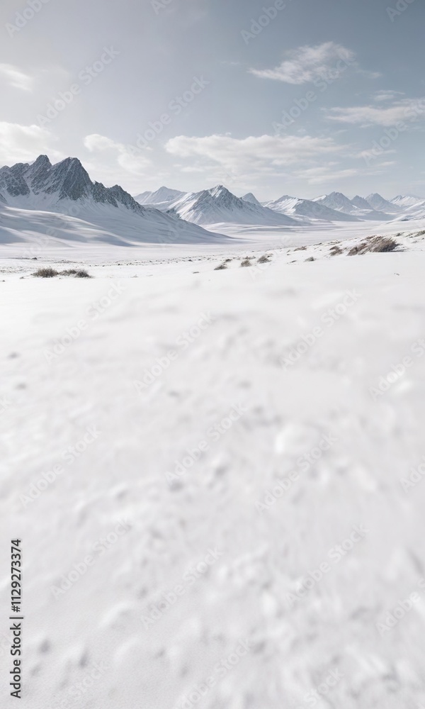 Minimalist landscape with a vast expanse of white, vast space, calmness Minimalist landscape with a vast expanse of white, vast space, calmness