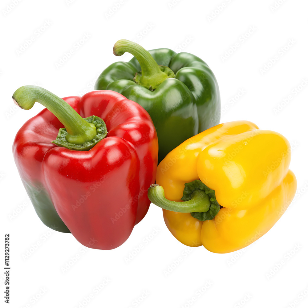 Fresh Red and Green Bell Peppers isolated on transparent background cutout, Png, Cutout Fresh Red and Green Bell Peppers isolated on transparent background cutout, Png, Cutout