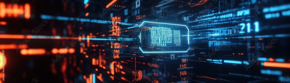 Futuristic digital landscape with bright glowing lines and data streams. Futuristic digital landscape with bright glowing lines and data streams.
