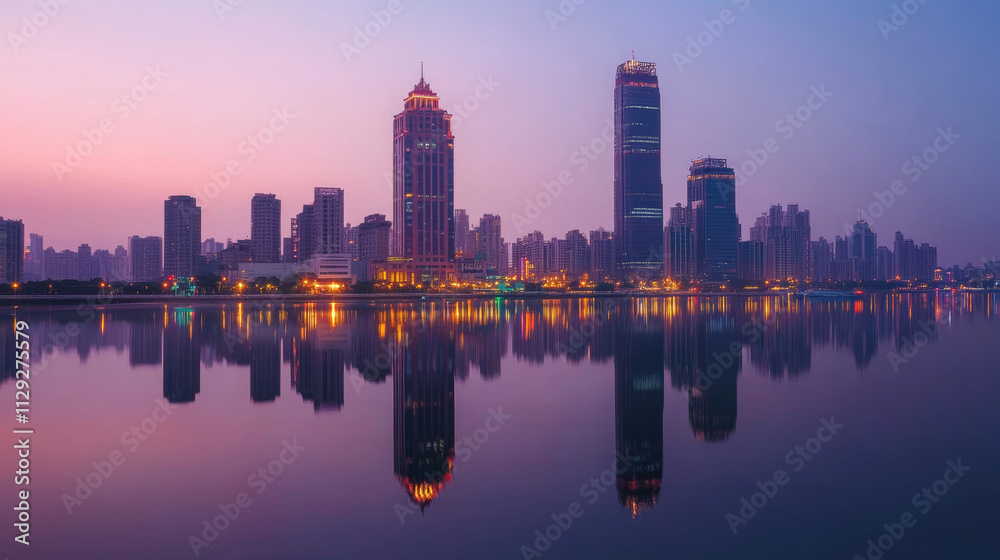 Obraz premium city skyline at dusk