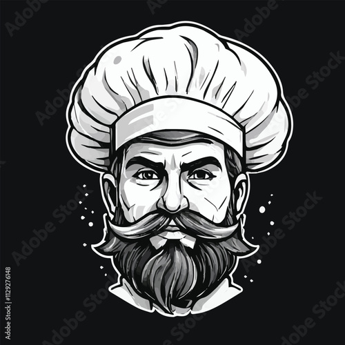 Restaurant chef showing ok sign. French cook with mustache emblem. Master Chef, icon or logo for restaurants Cheerful chef in cook hat. Cooking, food concept. Cartoon vector illustration.