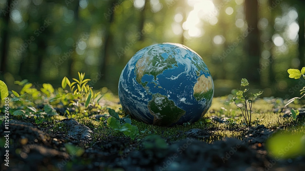 Concept of the Environment: Globe in Green Forest Concept of the Environment: Globe in Green Forest
