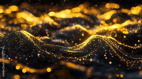 Abstract Golden Wave Background with Particles