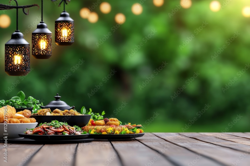 A 3D illustration of a festive Eid dinner table with detailed traditional dishes, glowing candles, and colorful decorations A 3D illustration of a festive Eid dinner table with detailed traditional dishes, glowing candles, and colorful decorations