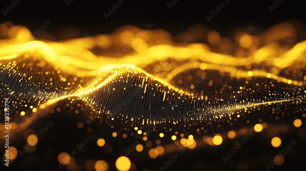 Abstract Golden Wave Background with Particles