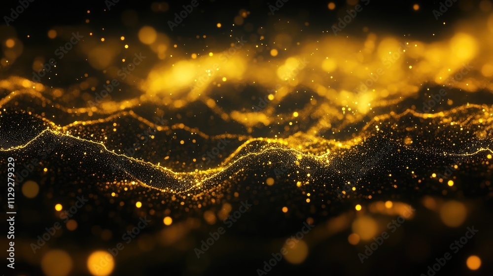 Abstract Golden Wave Background with Particles Abstract Golden Wave Background with Particles