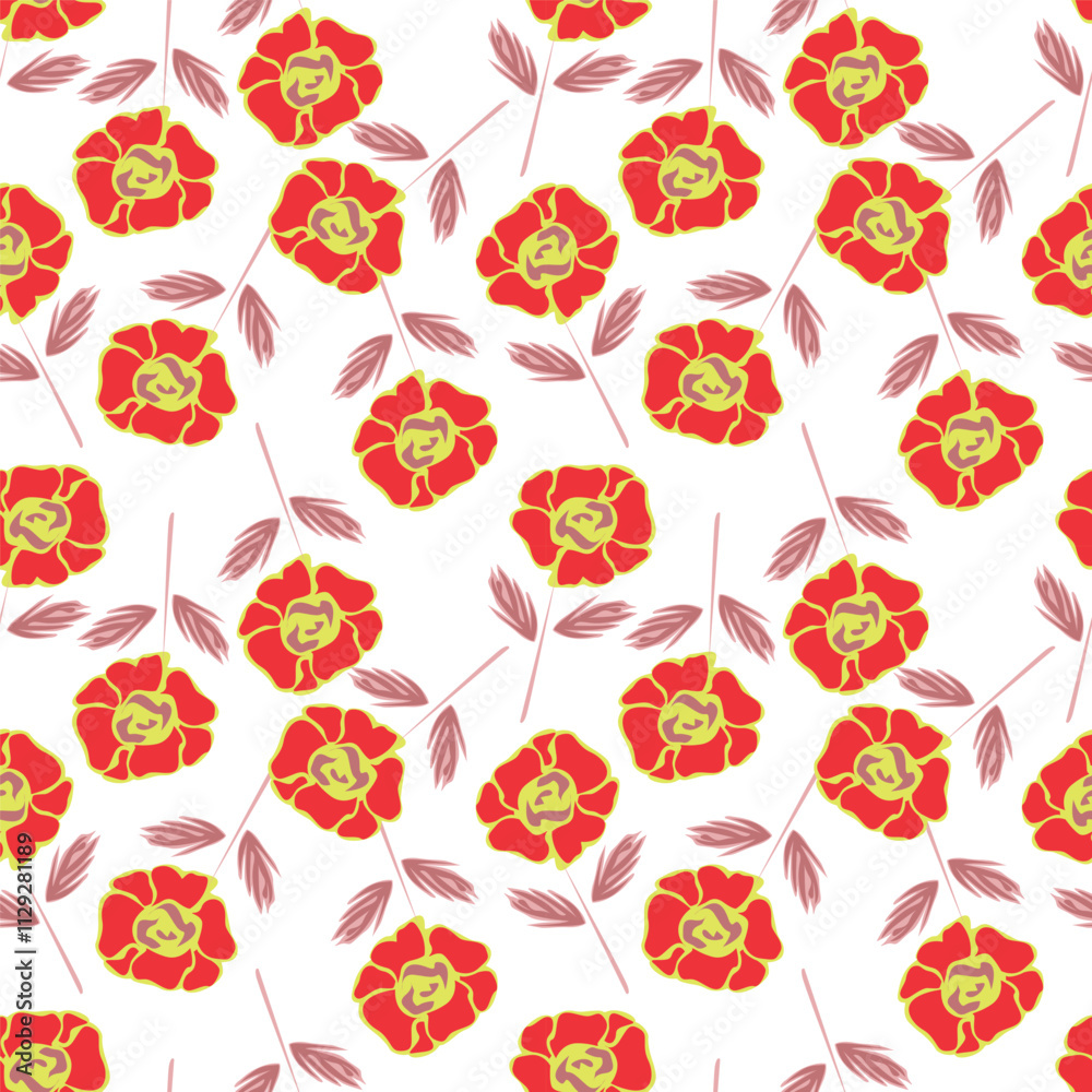 Obraz premium Flowers seamless pattern. vector illustration. Abstract flowers, floral vector with leaves