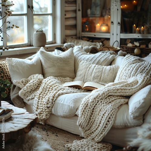 Leisurely reading time on a soft couch