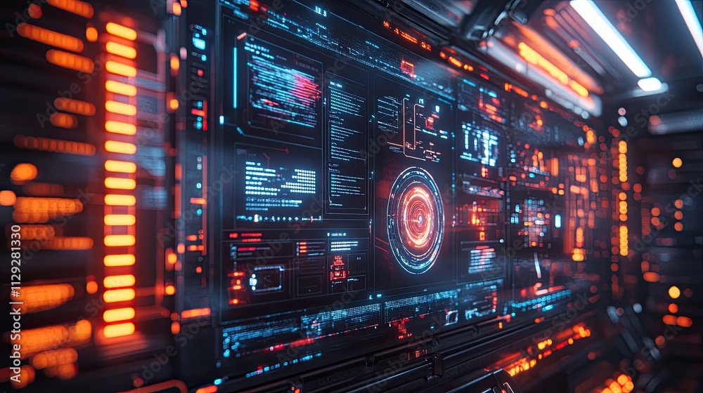 Neon-lit futuristic computer display Neon-lit futuristic computer display