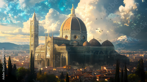 Basilica di city del fiore city. Basilica. Illustration