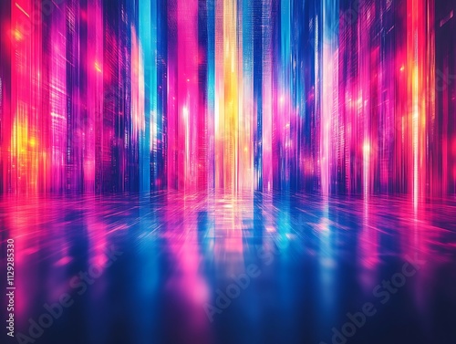 Abstract Neon Cityscape Digital Art Vivid Colors