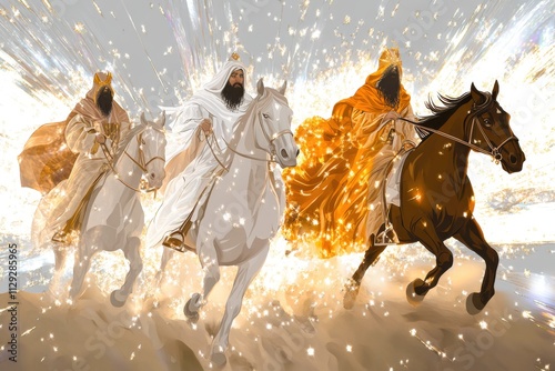 Generative AI Online Banner for Three Kings Day Celebrations Cartoon Style Epiphany Poster
