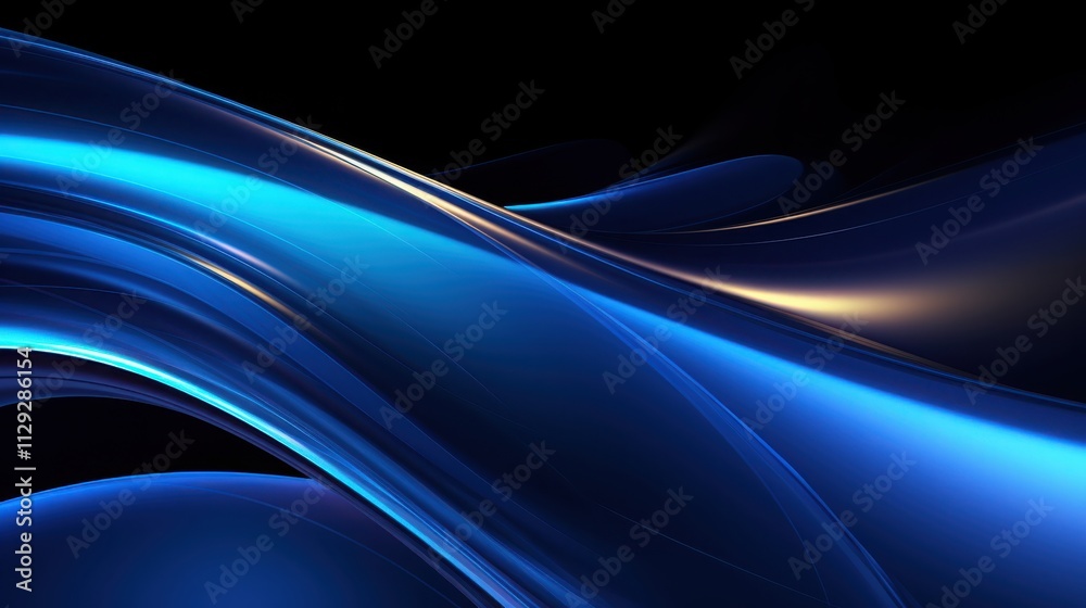 Obraz premium Abstract Blue Swirling Waves Dark Background