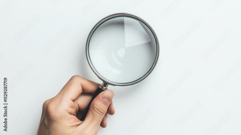A close-up view of a hand holding a magnifying glass. This tool represents curiosity and exploration. It invites one to examine details more closely. Generative AI