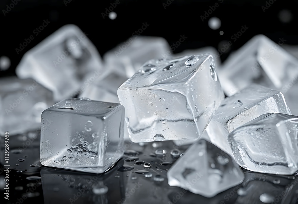 Sparkling Ice Cubes Cold Refreshment Drinks Purity Water Sparkling Ice Cubes Cold Refreshment Drinks Purity Water