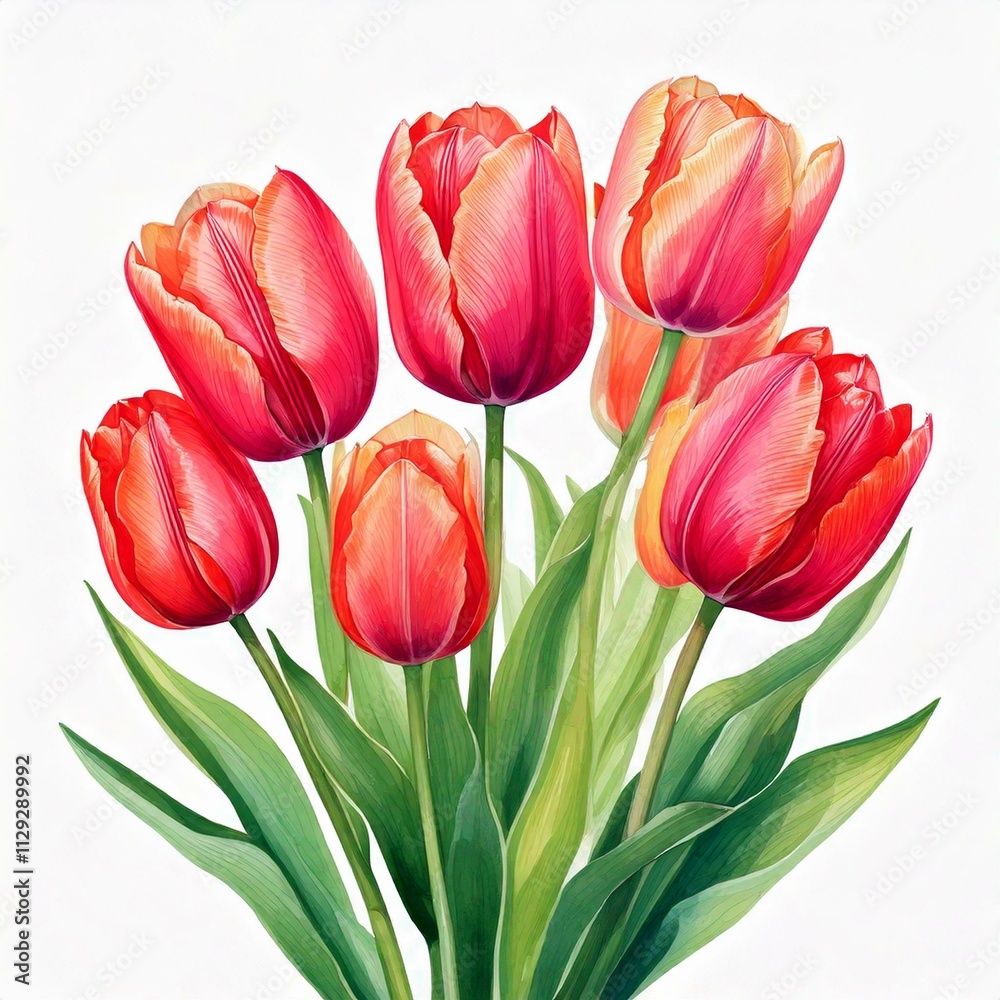custom made wallpaper toronto digitalwatercolor tulip flowers on white background vector illustration design