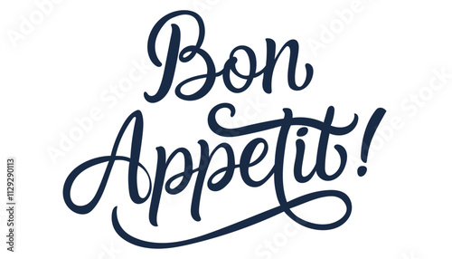 Decorative lettering inscription Bon appetit. Vector graphics isolated on white background.