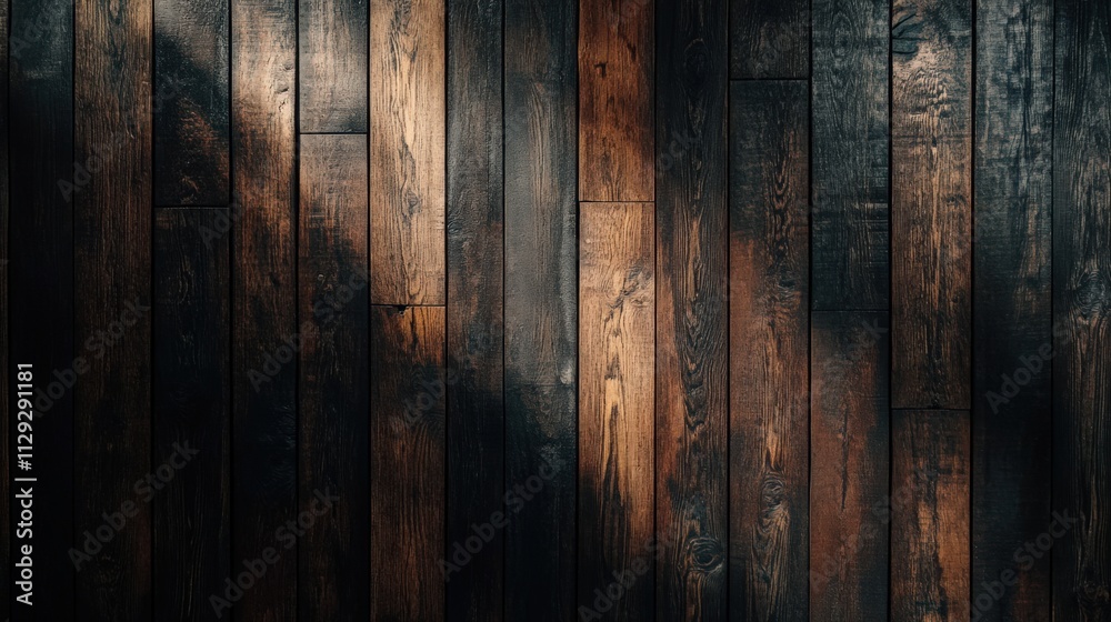 Obraz premium Dark wooden floor with natural light creating shadows and texture in a cozy indoor setting