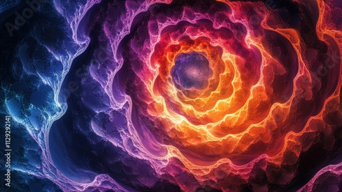 Dynamic neon vortex with vibrant flowing patterns photo