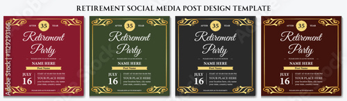 Retirement Social Media Post Design Template. Retirement Planning Social Media post design with 4 different color or Senior investment and insurance post design