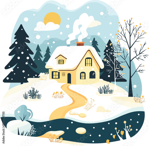 winter landscape with house