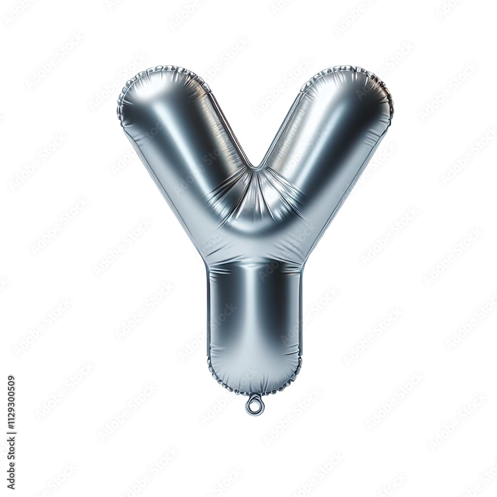 Silver shiny foil balloon alphabet letter Y, isolated on transparent cutout PNG Silver shiny foil balloon alphabet letter Y, isolated on transparent cutout PNG