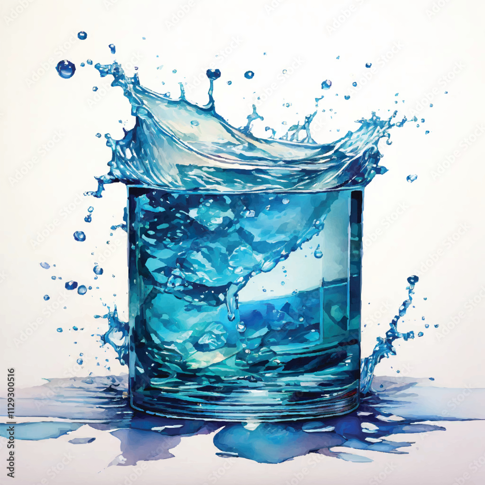 Fresh Cold Water Glass with Ice and Bubbles - Transparent Cocktail Drink, Effervescent Beverage, Aqua Supplement, and Clean, Cool, Blue Background. Eco-Friendly Medical Sachet and Vitamin Mix Fresh Cold Water Glass with Ice and Bubbles - Transparent Cocktail Drink, Effervescent Beverage, Aqua Supplement, and Clean, Cool, Blue Background. Eco-Friendly Medical Sachet and Vitamin Mix