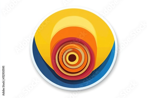 A vibrant circular shape against a clean white background