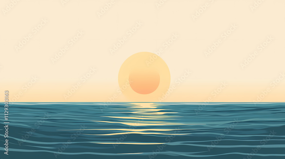 Minimalistic calm sea and hazy horizon. Horizon. Illustration Minimalistic calm sea and hazy horizon. Horizon. Illustration