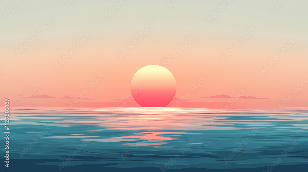 Minimalistic calm sea and hazy horizon. Horizon. Illustration Minimalistic calm sea and hazy horizon. Horizon. Illustration