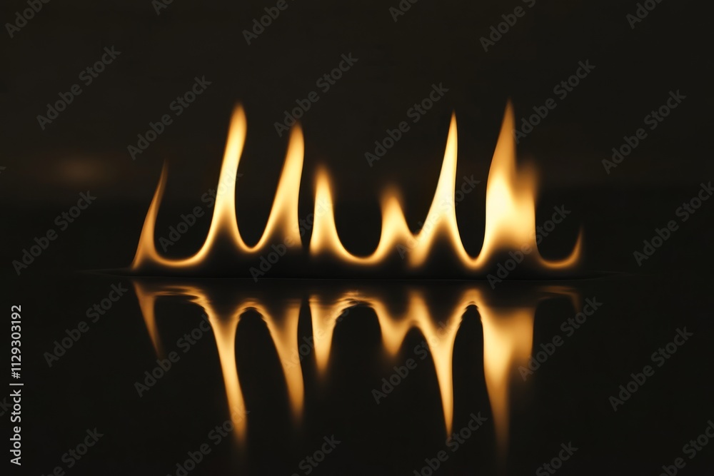 Abstract fire flames reflecting on dark surface. Abstract fire flames reflecting on dark surface.