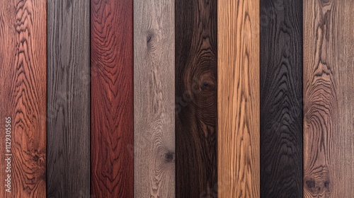 Different types of wooden planks arranged in a pattern showcasing natural textures and colors