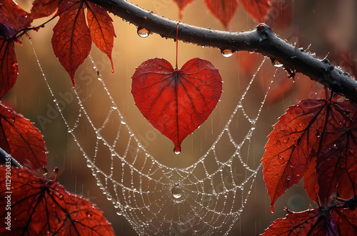 autumn leaves and cobwebs