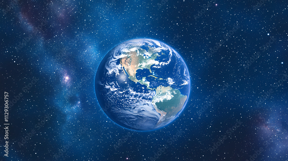 Earth from space with starry sky. stunning view of our planet earth from space, showing the blue horizon and the milky way galaxy in the background. Horizon. Illustration Earth from space with starry sky. stunning view of our planet earth from space, showing the blue horizon and the milky way galaxy in the background. Horizon. Illustration
