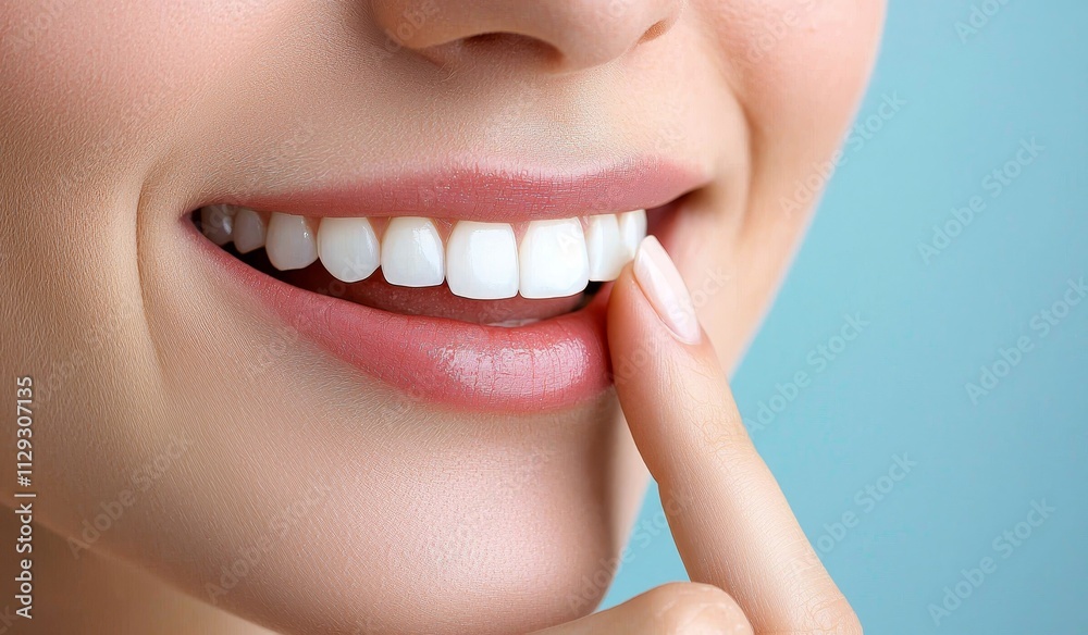 Obraz premium A lovely young woman with smooth, fresh skin caresses her face. Emphasizing facial treatments, cosmetology, beauty, and spa.