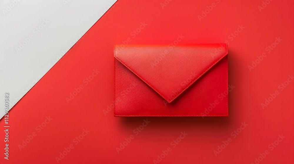 Red Envelope Clutch Bag on Red and White Background Red Envelope Clutch Bag on Red and White Background
