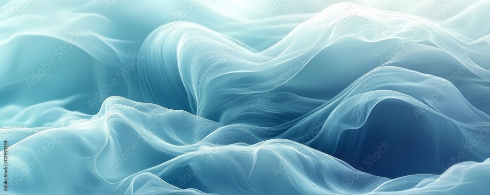 Obraz premium Ethereal Turquoise Waves Flowing in Soft Light, Generative AI