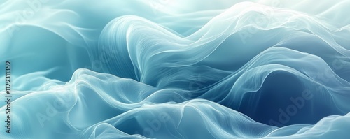 Ethereal Turquoise Waves Flowing in Soft Light, Generative AI