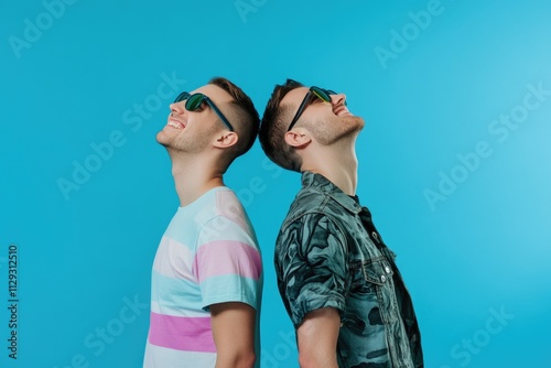 Two men stand side by side, possibly friends or colleagues photo