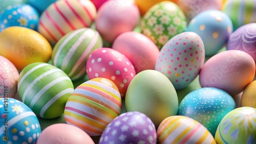 pastel colors easter eggs in a basket