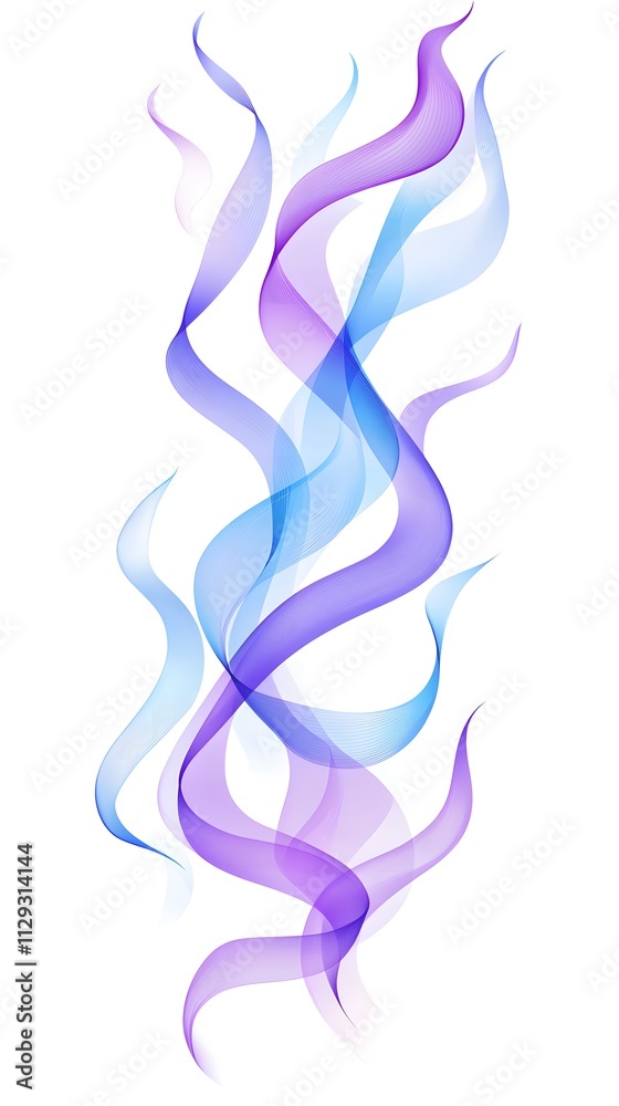 A vector illustration of purple and blue wavy lines on a white background, representing sound waves A vector illustration of purple and blue wavy lines on a white background, representing sound waves