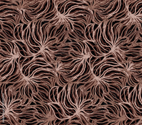 Seamless coral vector illustration pattern, mocha mousse tones