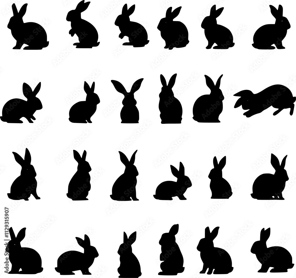 Big collection of rabbit silhouettes Big collection of rabbit silhouettes