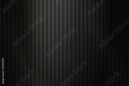 Abstract gradient background with trendy ribbed glass effect. Black acrylic reeded fluted panel. Vector illustration