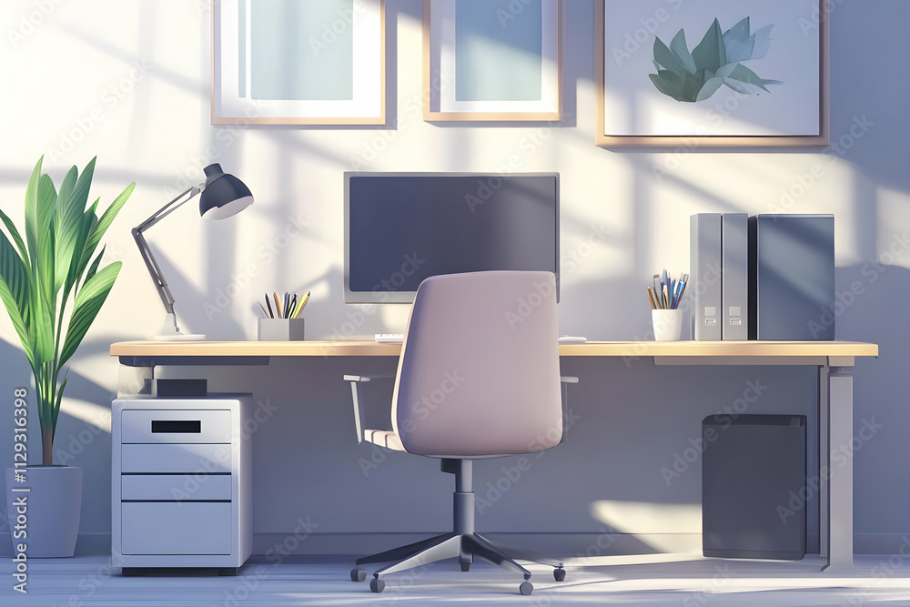 modern interior with desk modern interior with desk