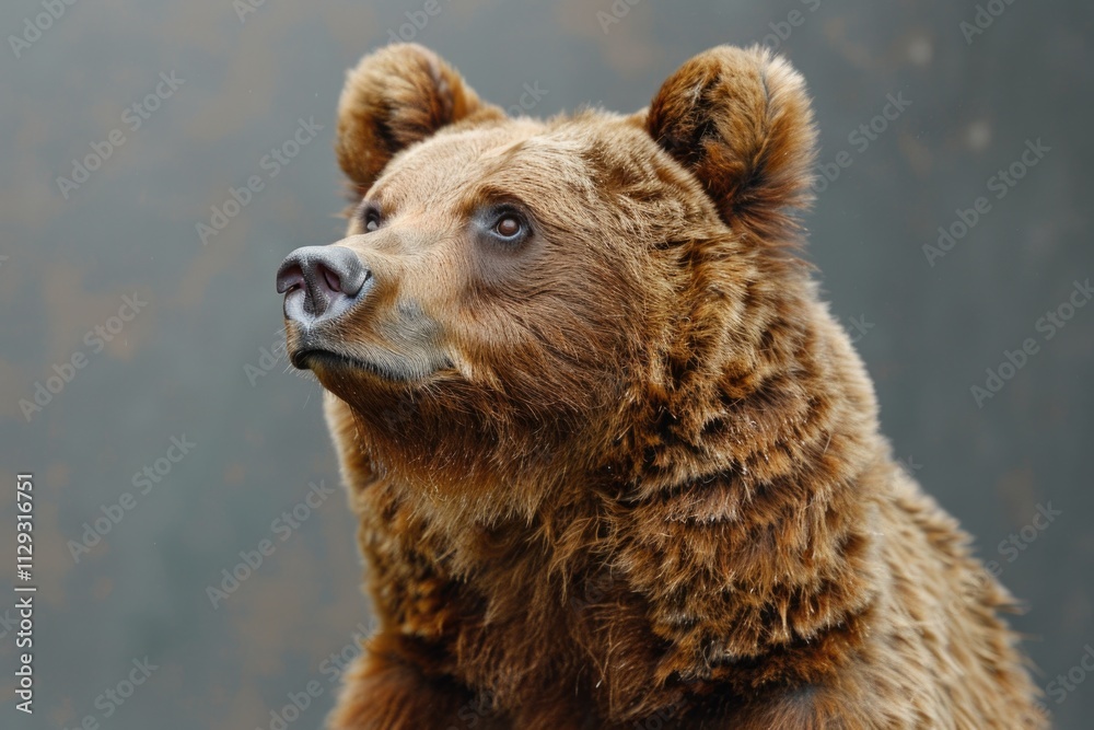 Close-up view of a brown bear's facial features Close-up view of a brown bear's facial features