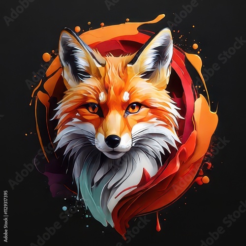 Modern Fox Logo – Abstract and Artistic Design with Vibrant Colors photo